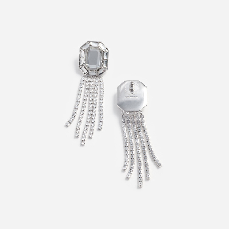 self-portrait Silver Crystal Droplet Earrings outlook