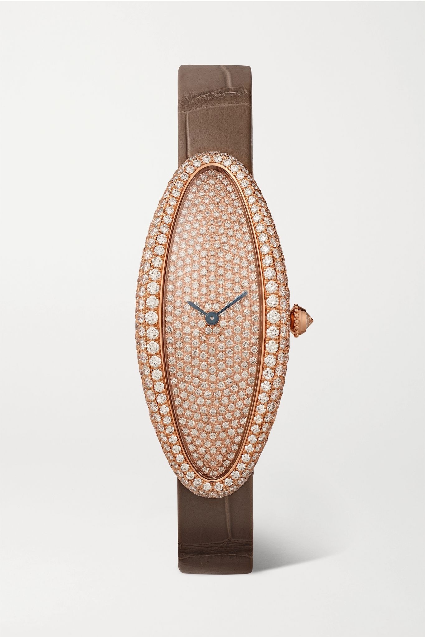 Baignoire Allongée 21mm medium 18-karat rose gold, alligator and diamond watch - 1