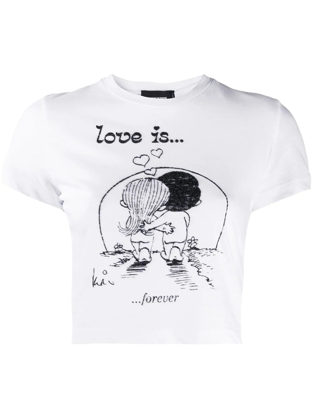 cropped illustration-print T-shirt - 1