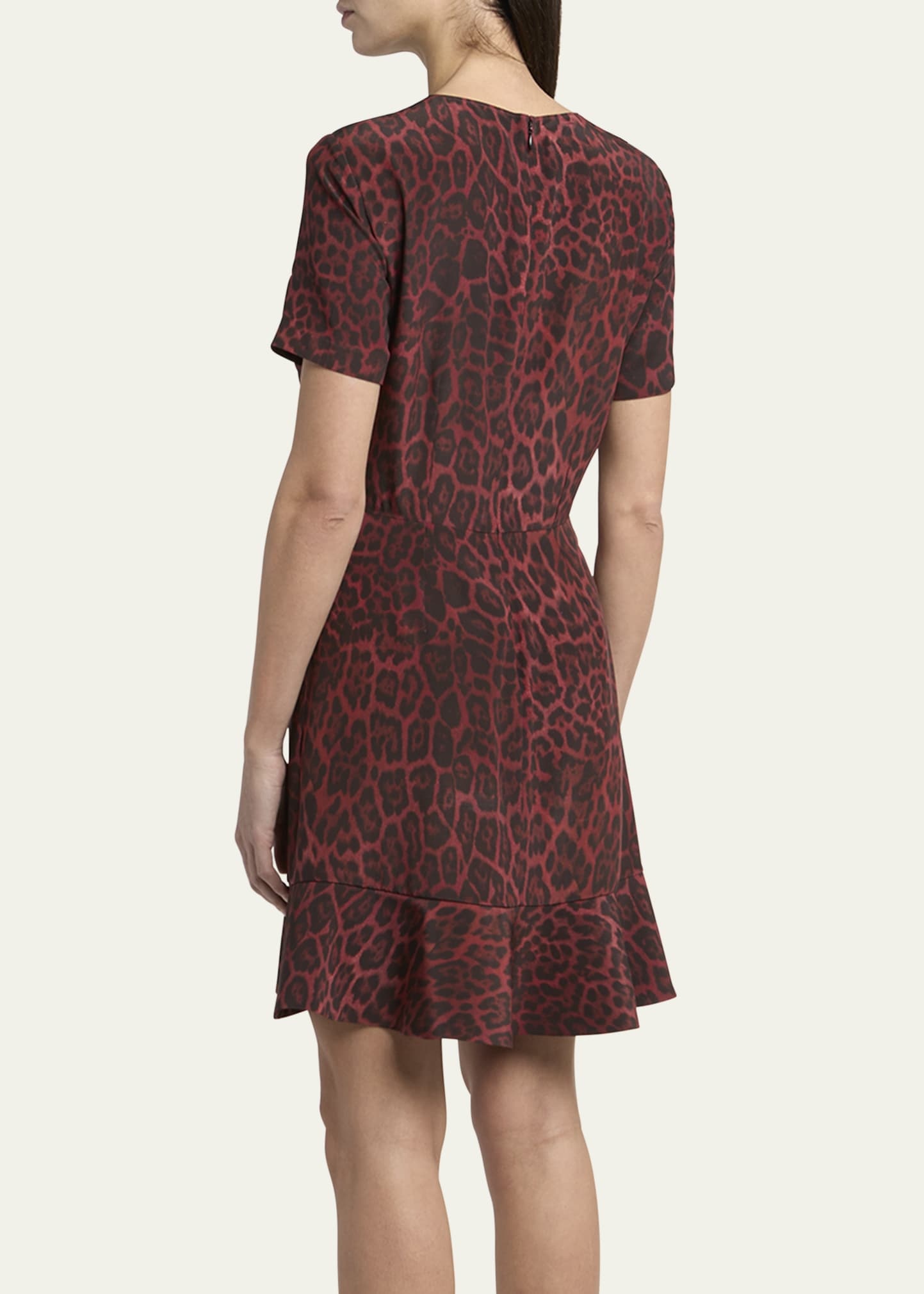 Leopard Print Flared Hem Silk Dress - 3