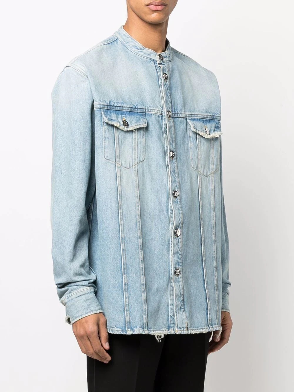 button-up acid-wash denim shirt - 3