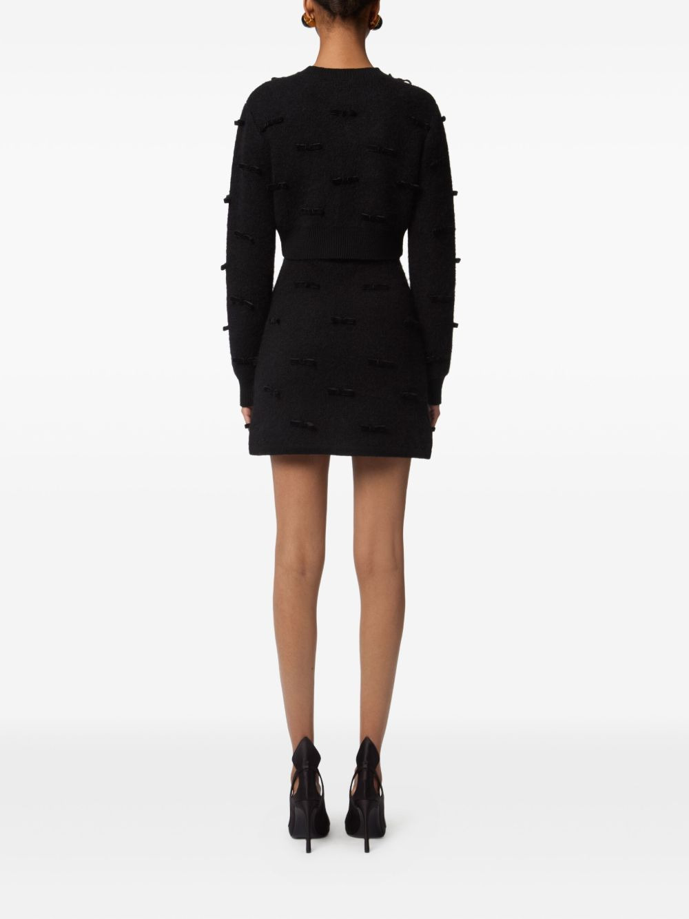 bow-embellished knit mini skirt - 4