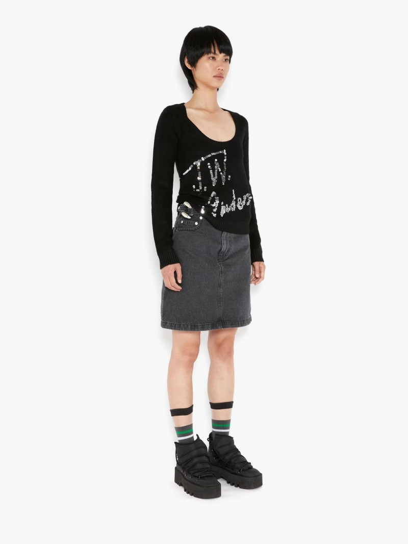 SCOOP NECK SEQUINS LOGO JUMPER 3