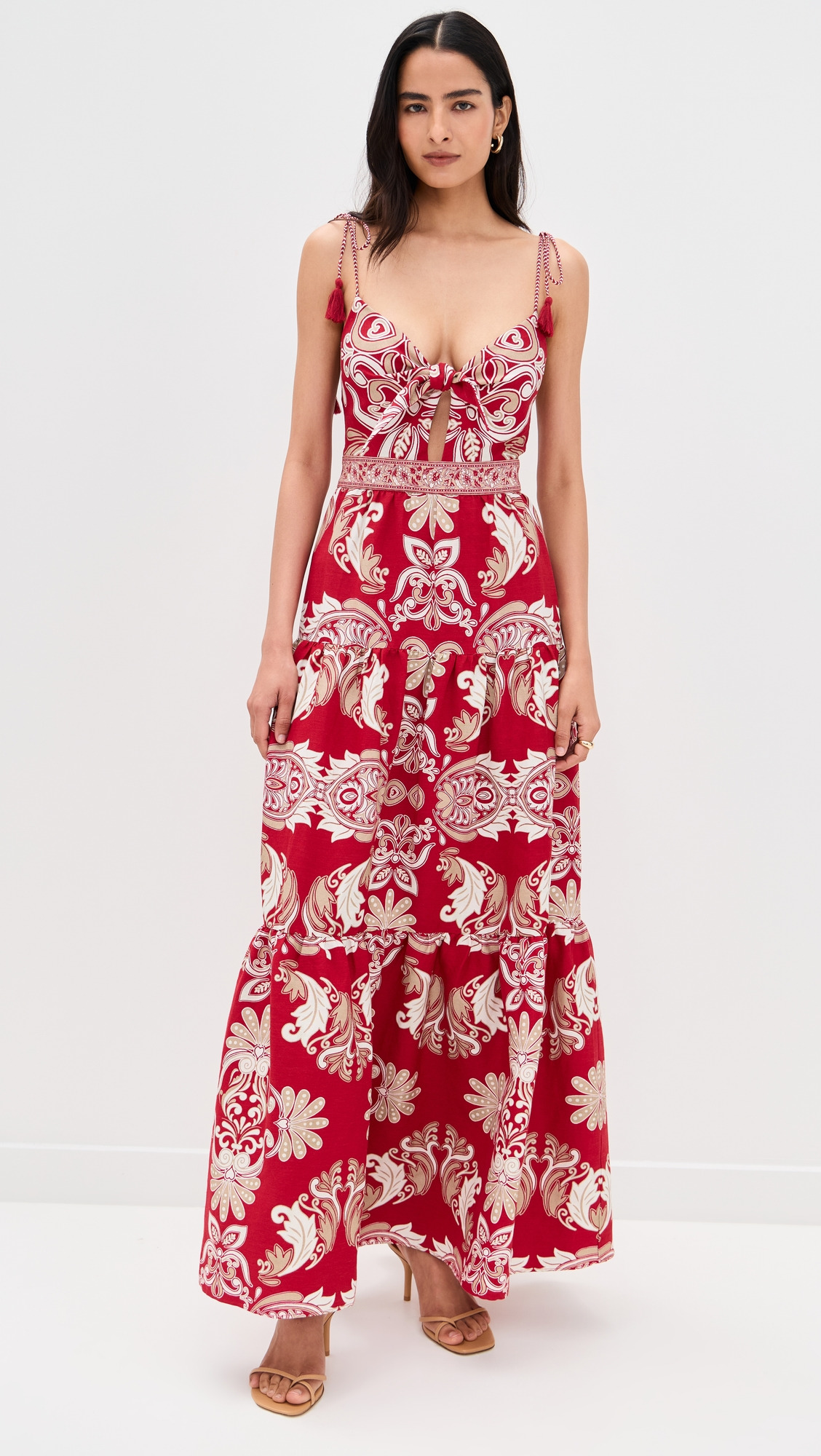 Minka Tie Front Maxi Dress with Tassels - 6