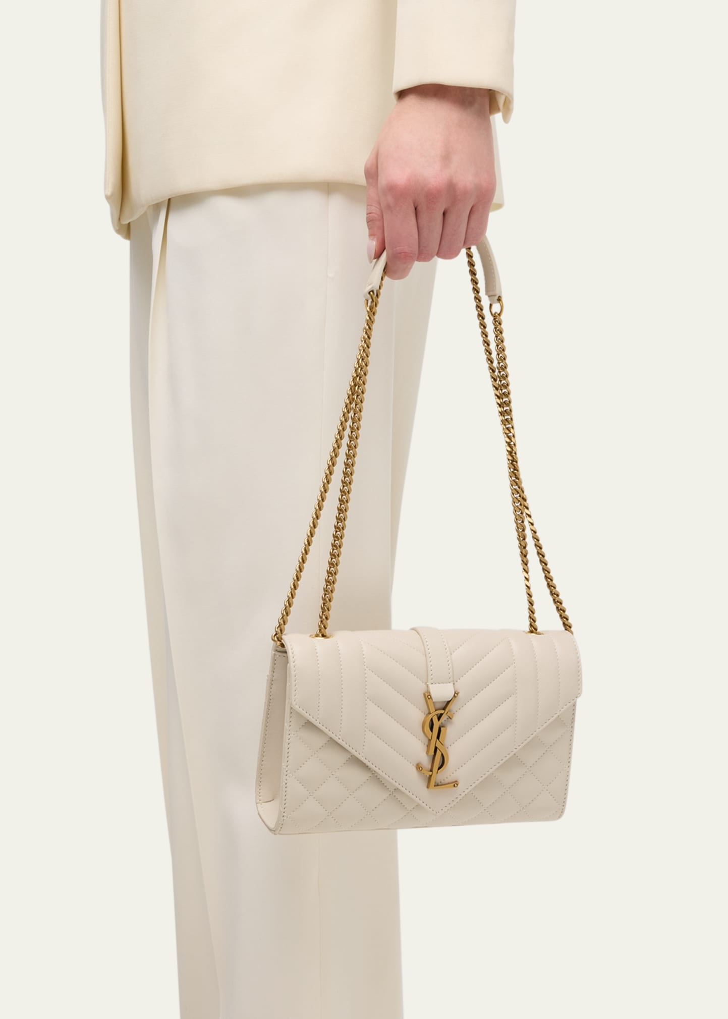 Envelope Triquilt Small YSL Shoulder Bag in Smooth Leather - 5