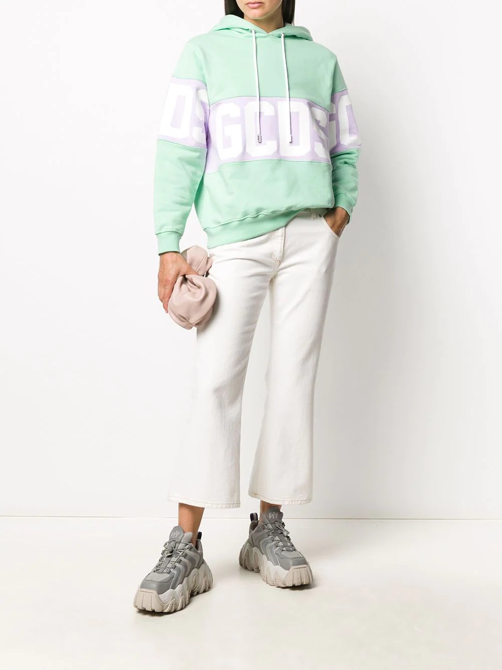 colour-block hooded logo sweatshirt  - 2