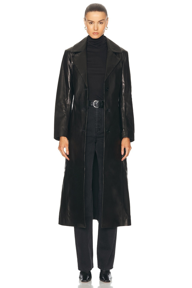 Tamara Belted Leather Trench Coat 2