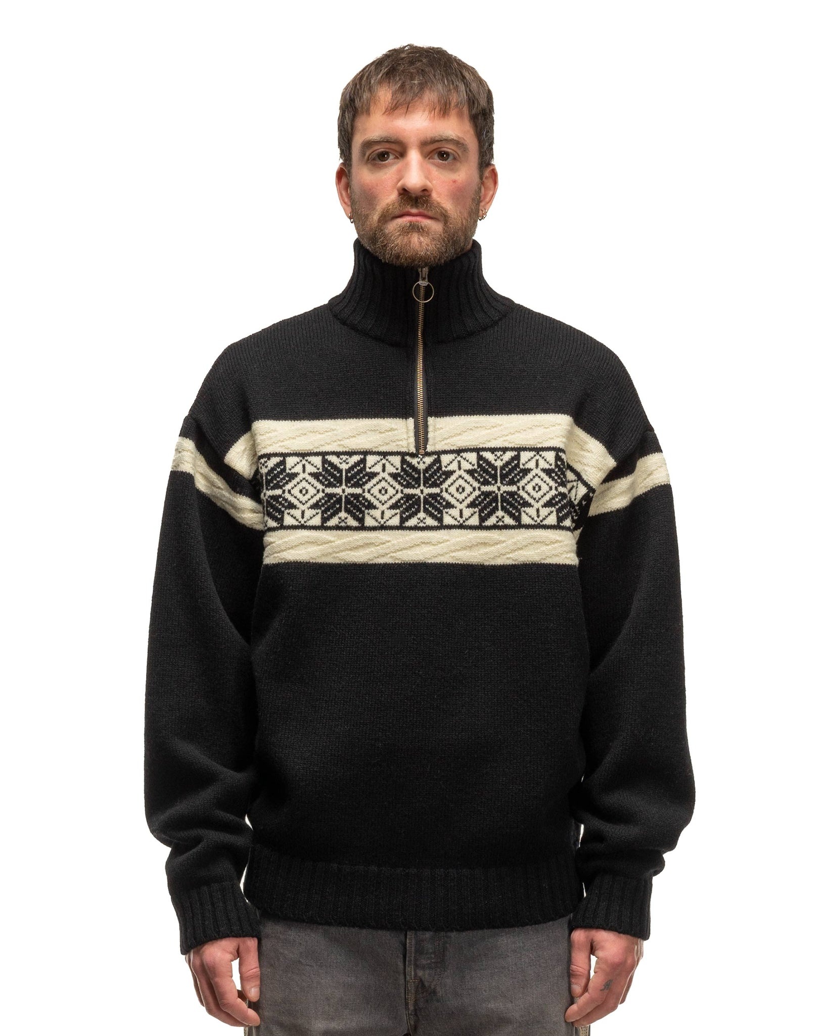 5G Wool SNOW Half ZIP Sweater Black - 4