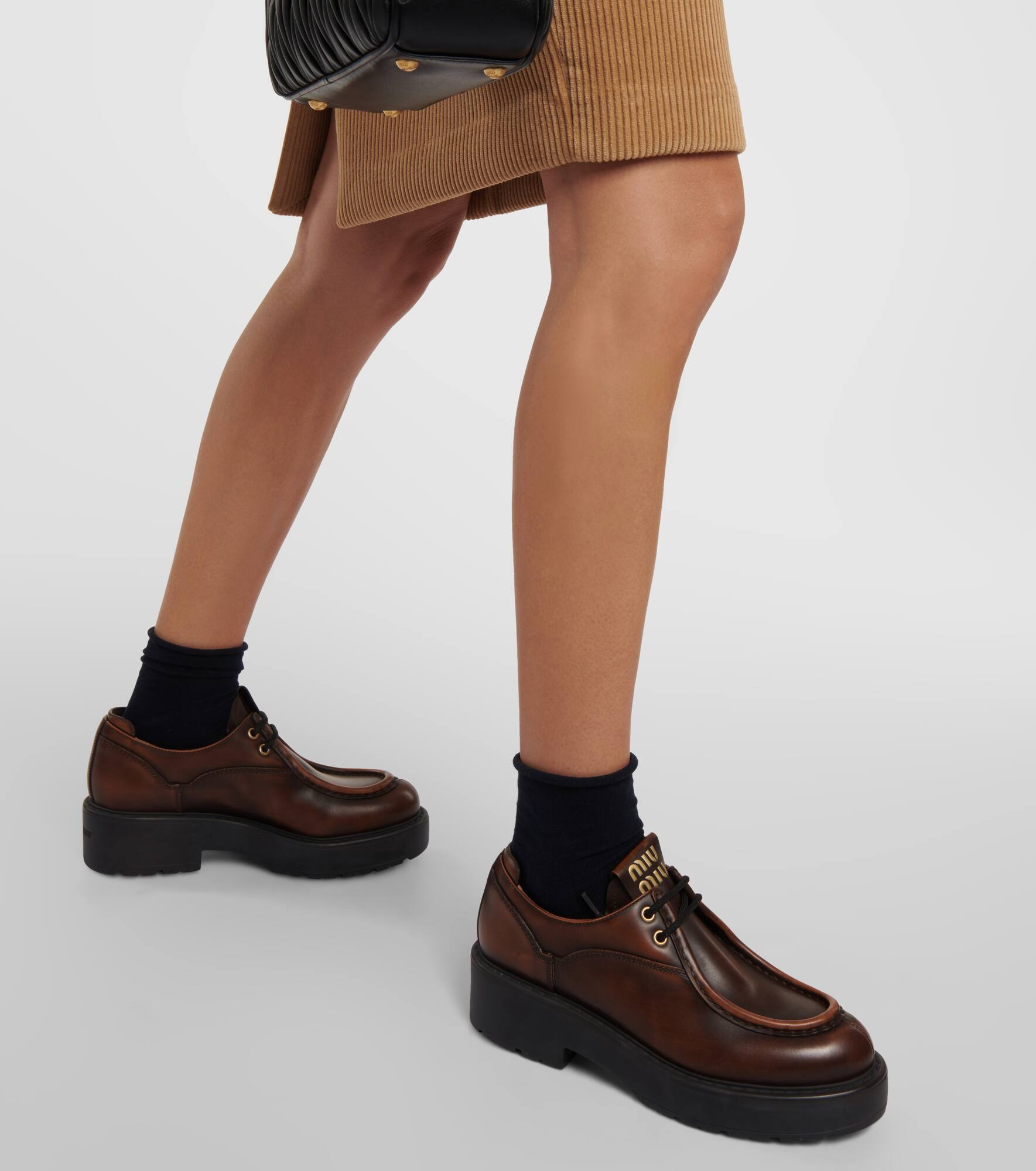 Leather platform brogues - 4