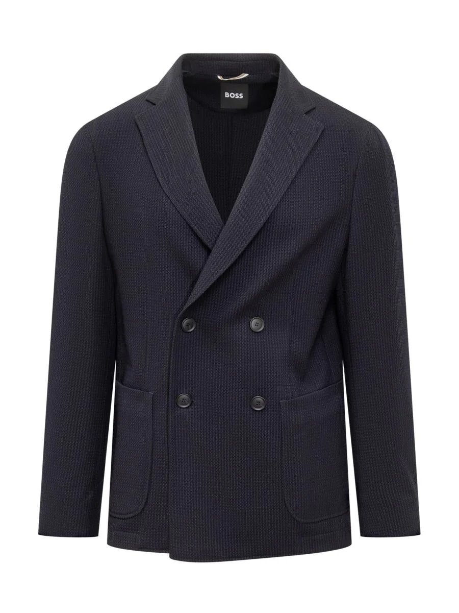 Boss Boss Blue Double-Breasted Jacket - 1