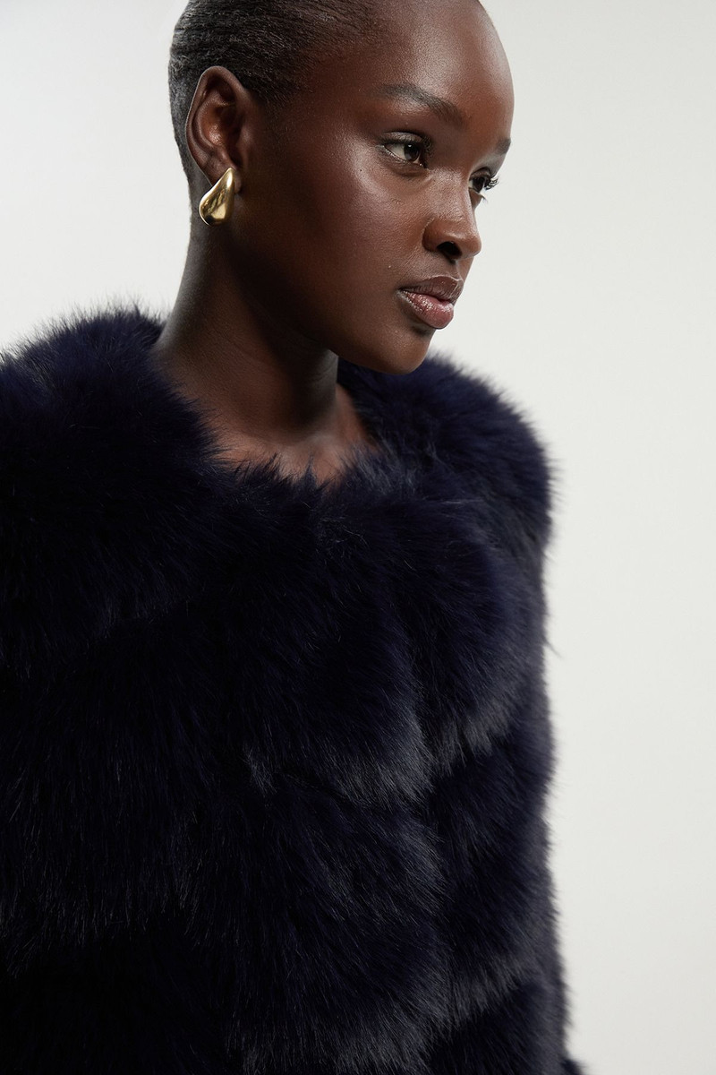 Faux Fur Panelled Long Sleeve Jacket 3