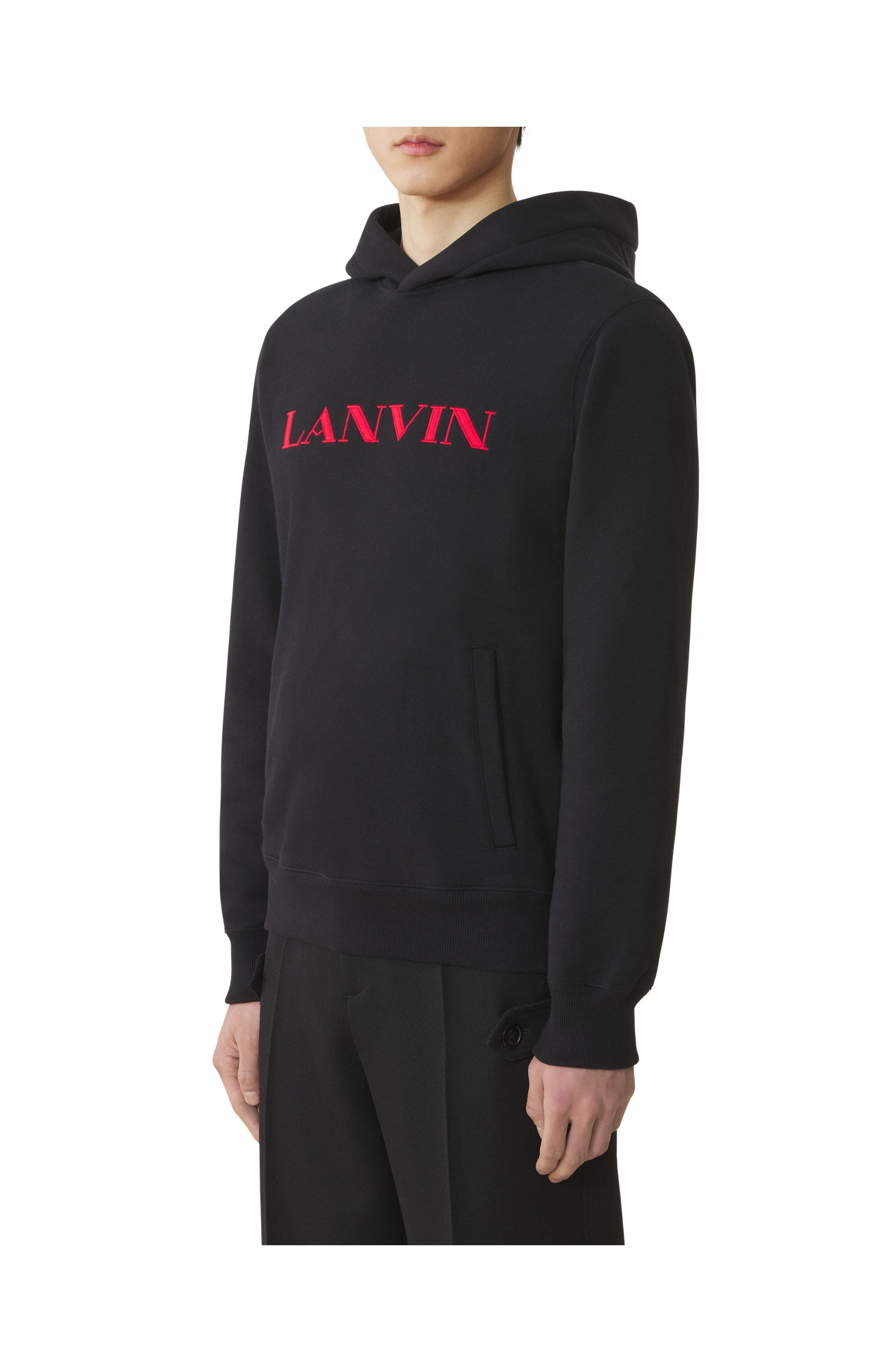 Lanvin Embroidered Cotton Hoodie in Black at Nordstrom - 3