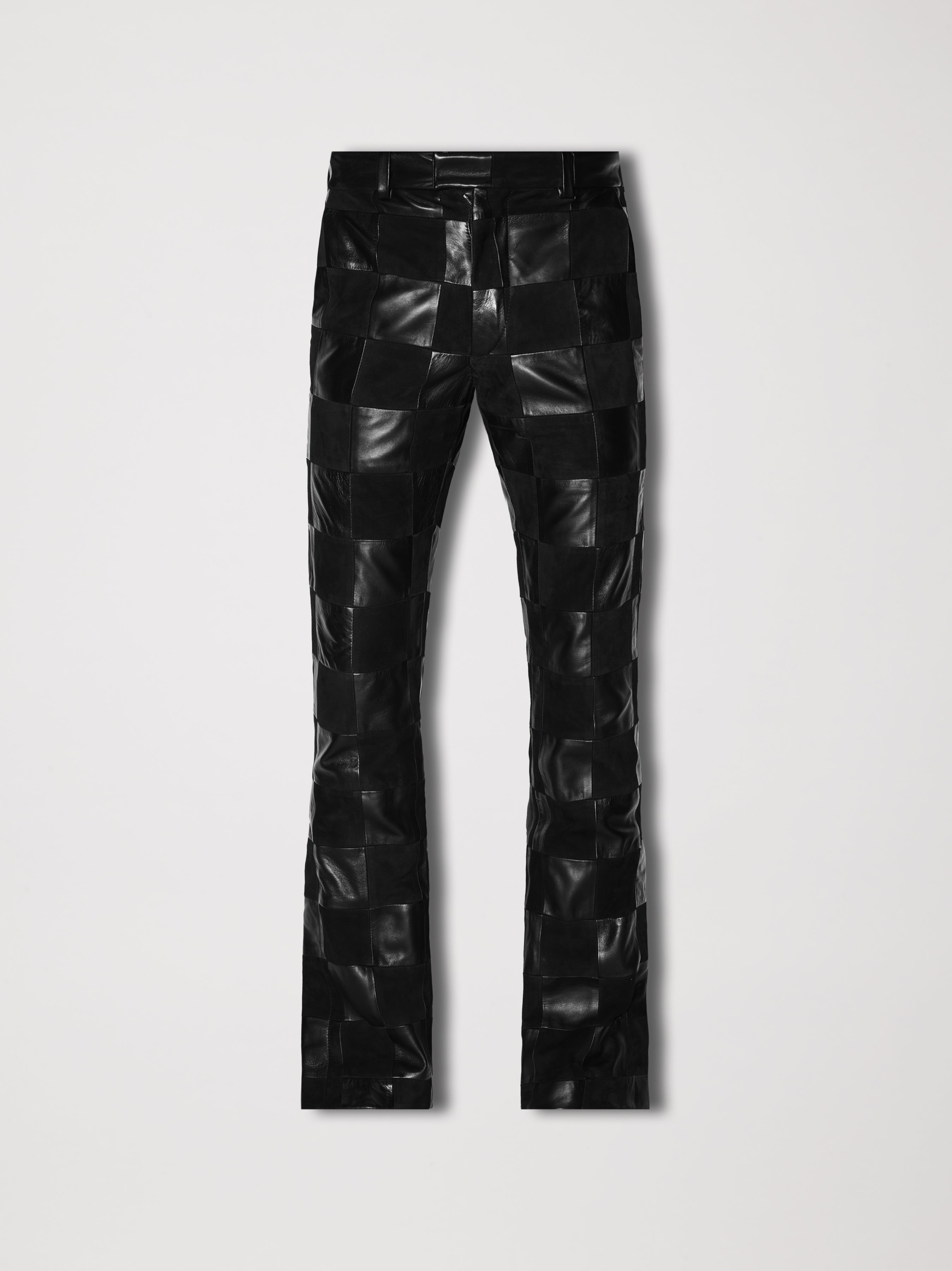 MIXED CHECK PATCH FLARE PANTS - 1
