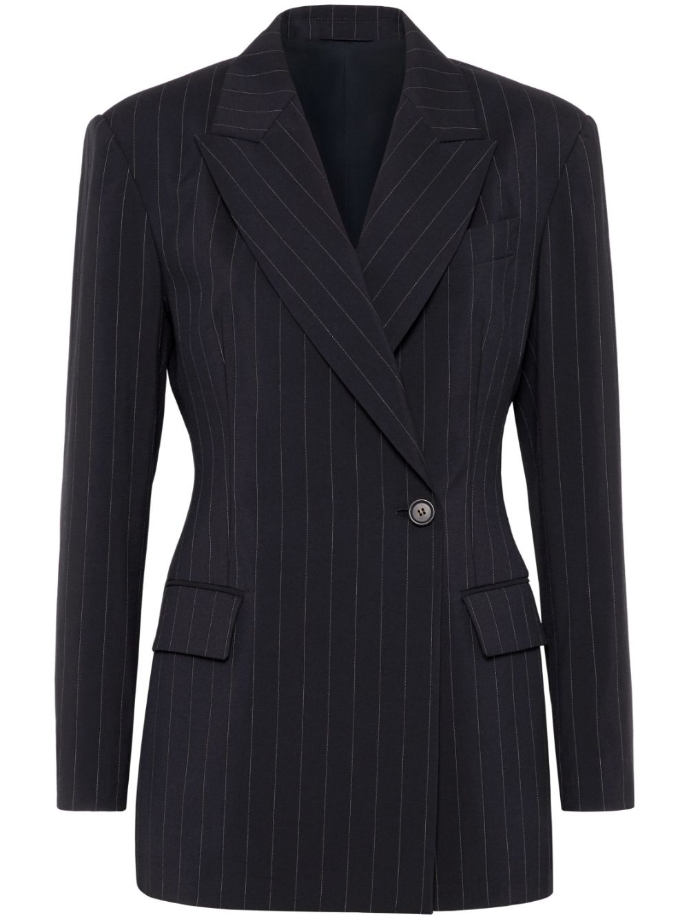 pinstripe Monili-trim blazer - 1