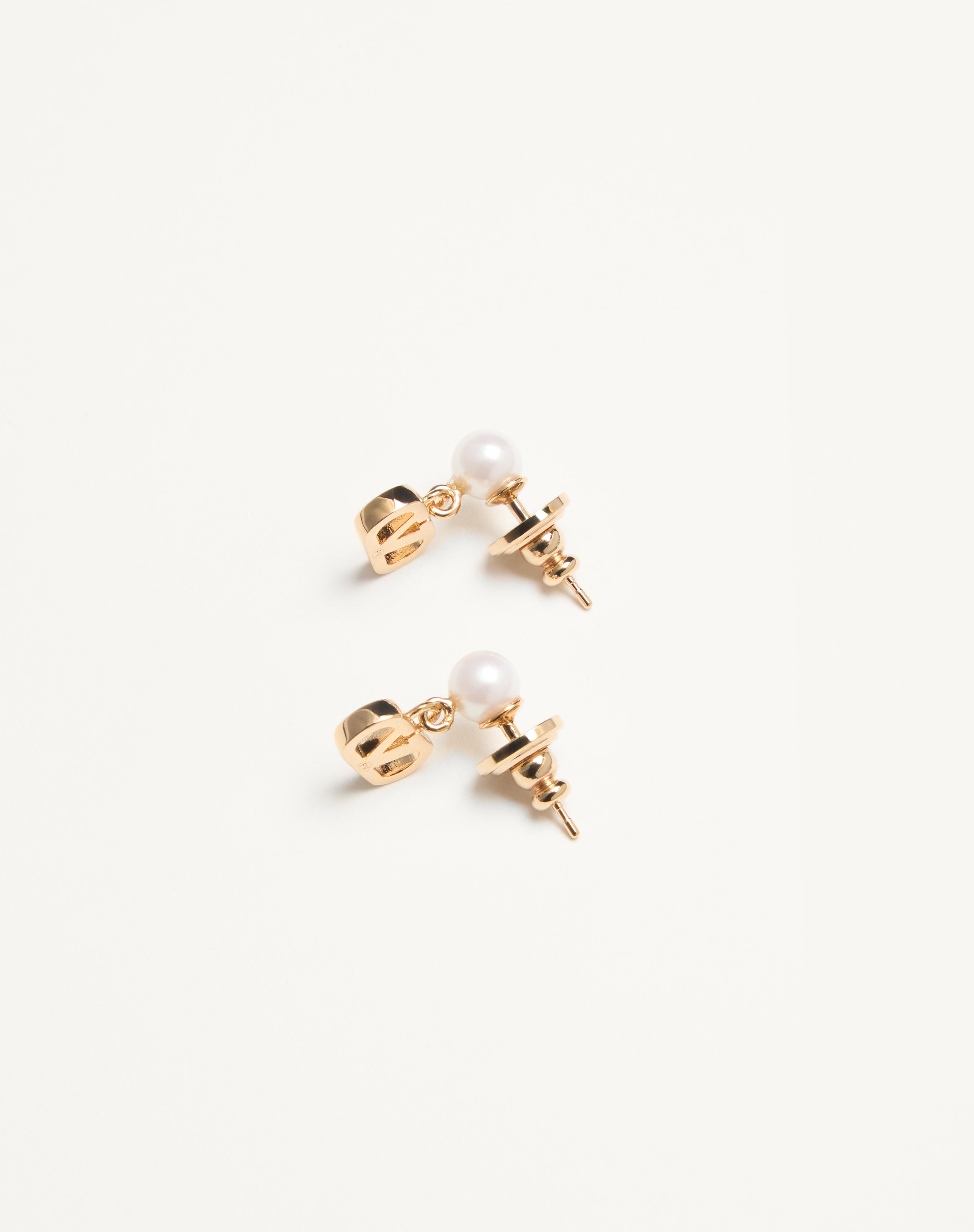 VLOGO SIGNATURE METAL AND PEARL EARRINGS - 4