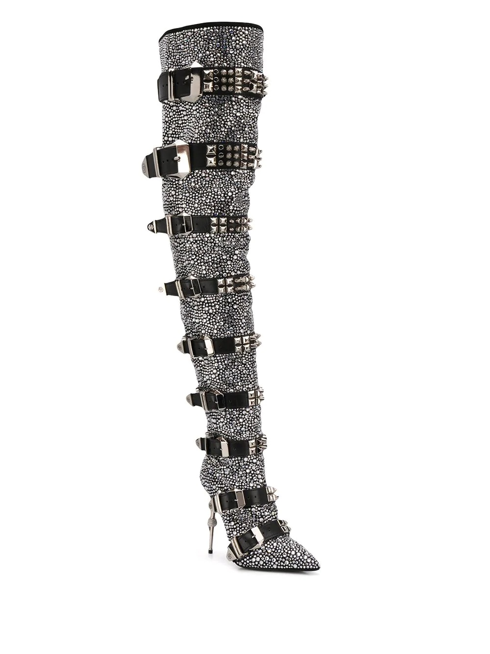 crystal-embellished knee-high boots - 2