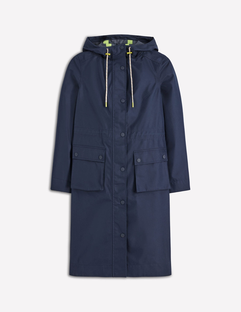 Longline Rain Mac-Navy Colourblock 1