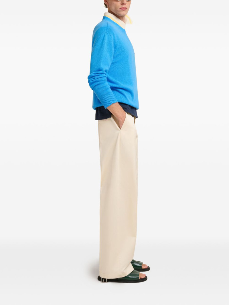 Marni stripe-collar logo-print polo shirt outlook