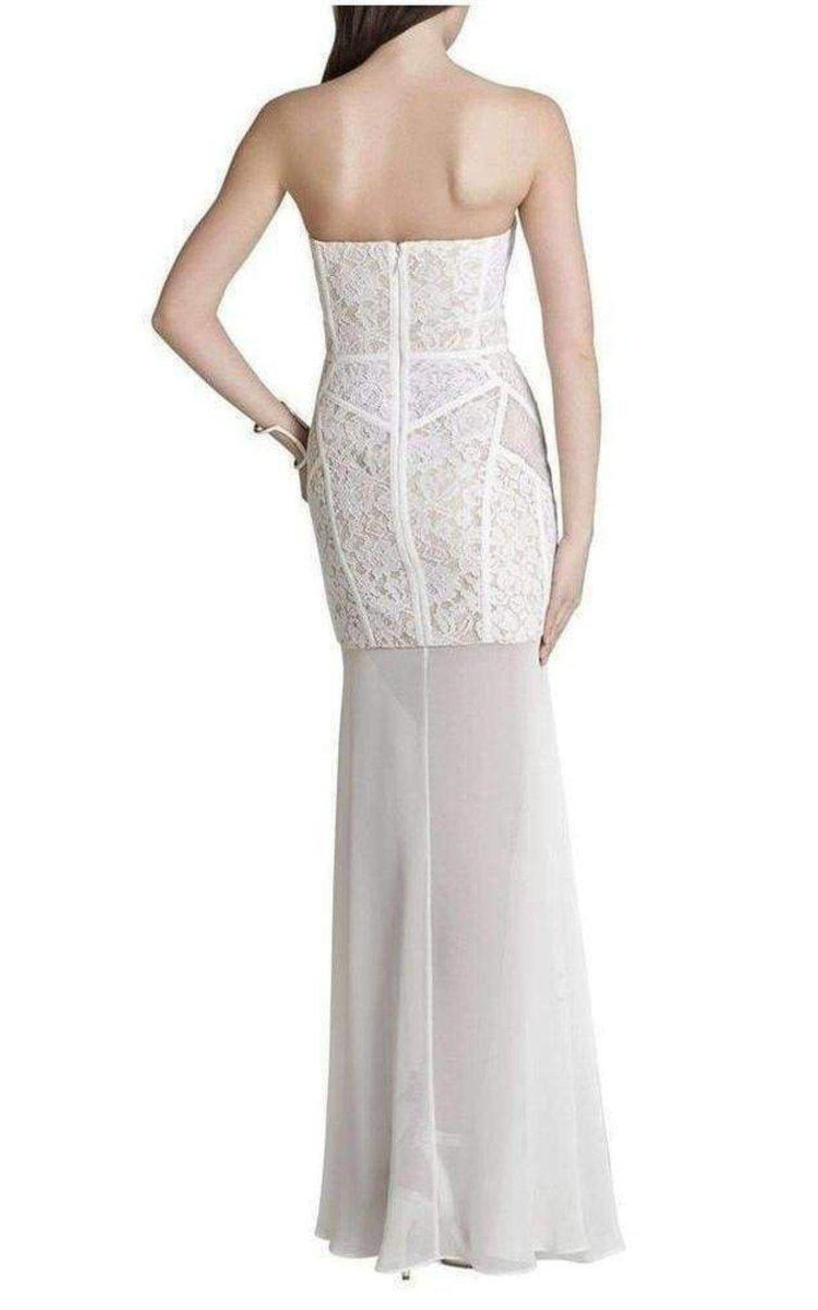 BCBGMAXAZRIA - Vivienne Lace Blocked Strapless Dress - 3