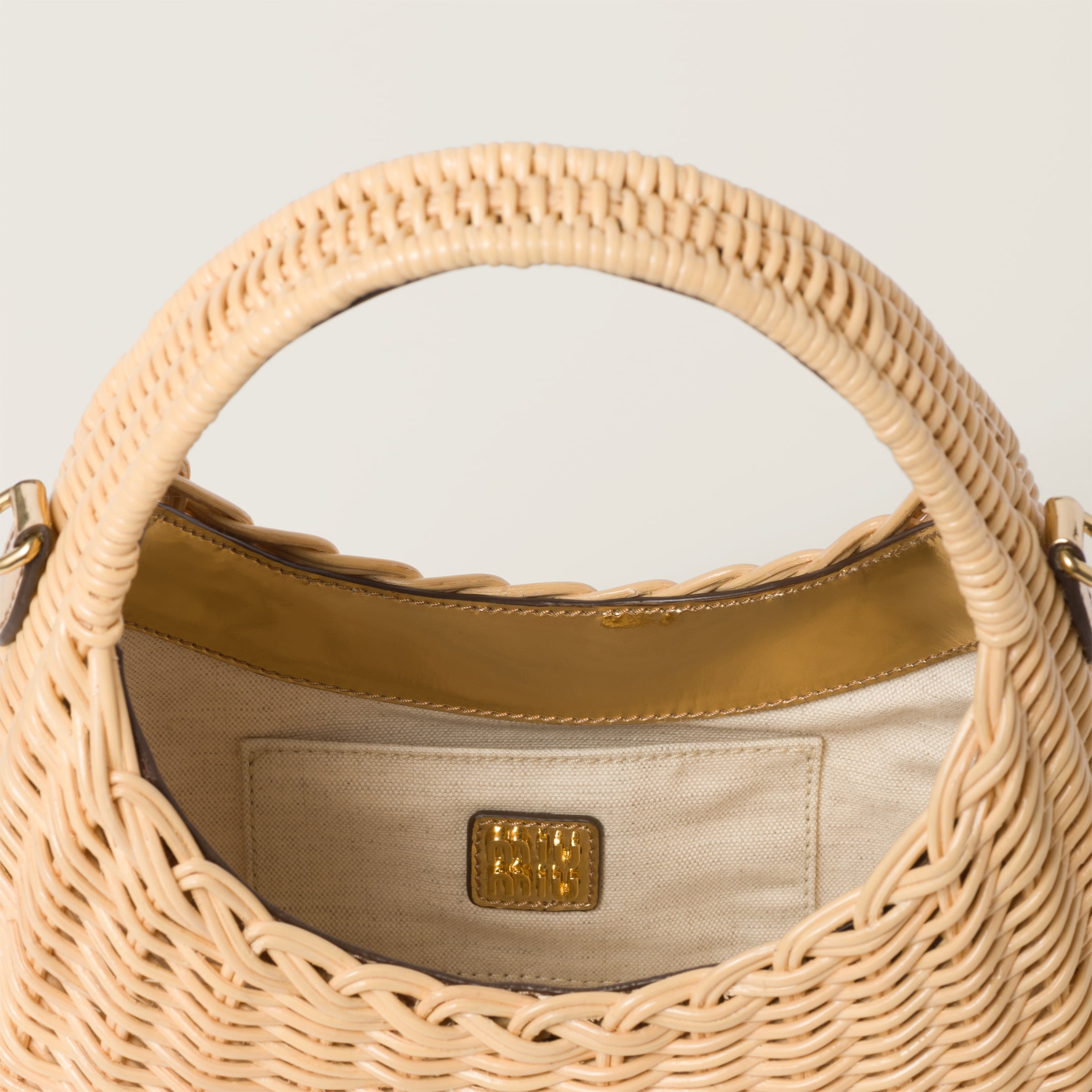 Wander woven raffia-effect yarn hobo bag with leather details - 6