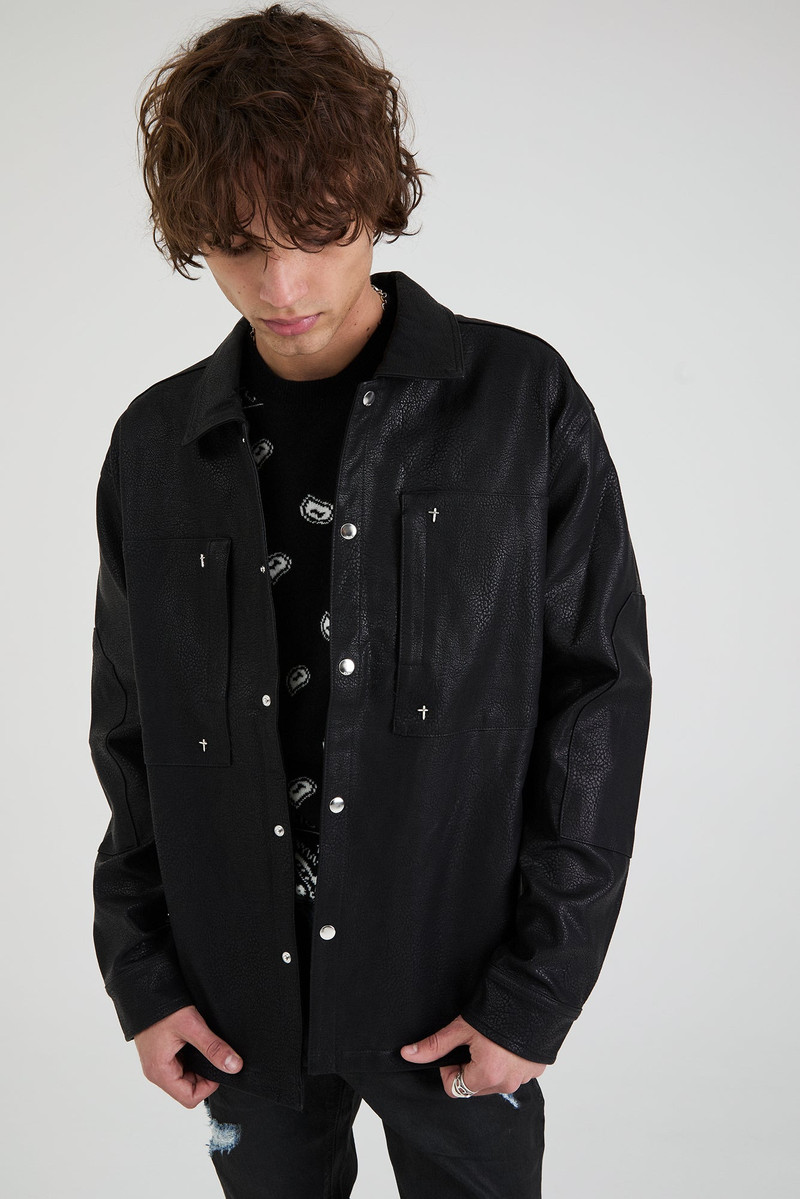 FISHER FAUX LEATHER JACKET | BLACK 5