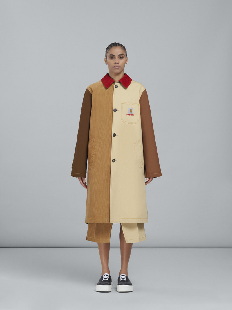 Marni MARNI X CARHARTT WIP - BROWN COLOUR-BLOCK COAT outlook