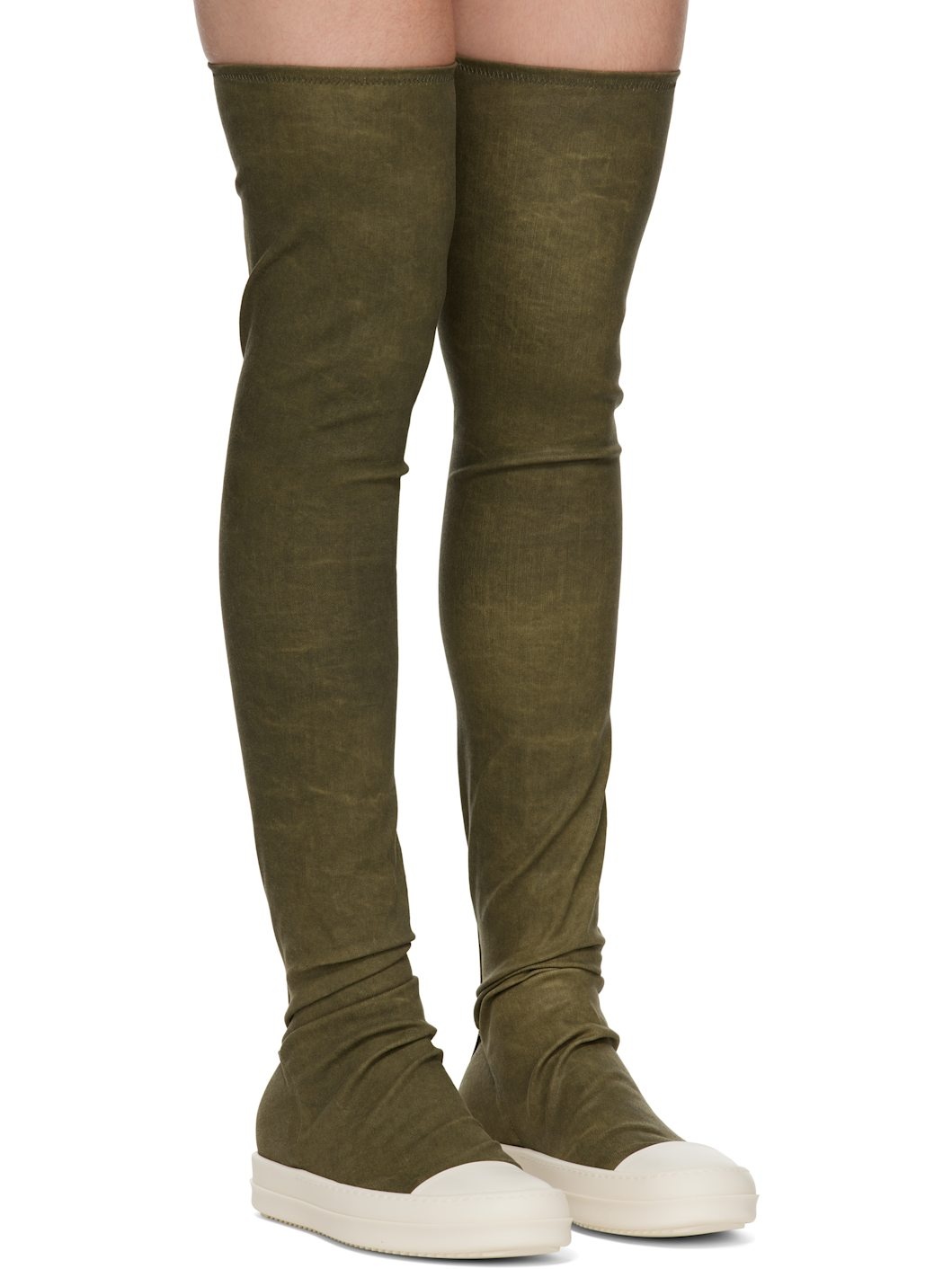Khaki Porterville High Sock Sneaks Tall Boots - 4