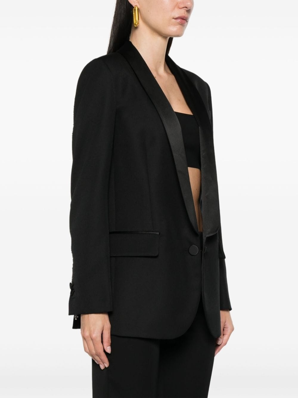 crystal-embellished fringed blazer - 4