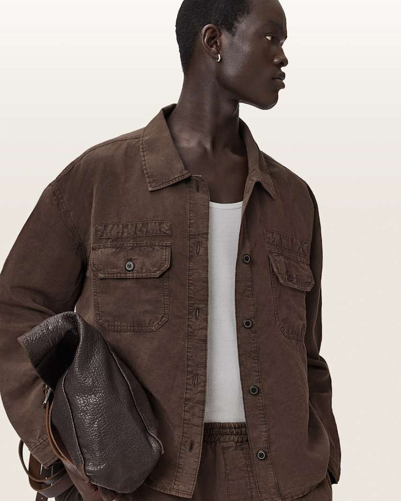 ALLSAINTS KORTEN LINEN BLEND RELAXED FIT SHACKET outlook