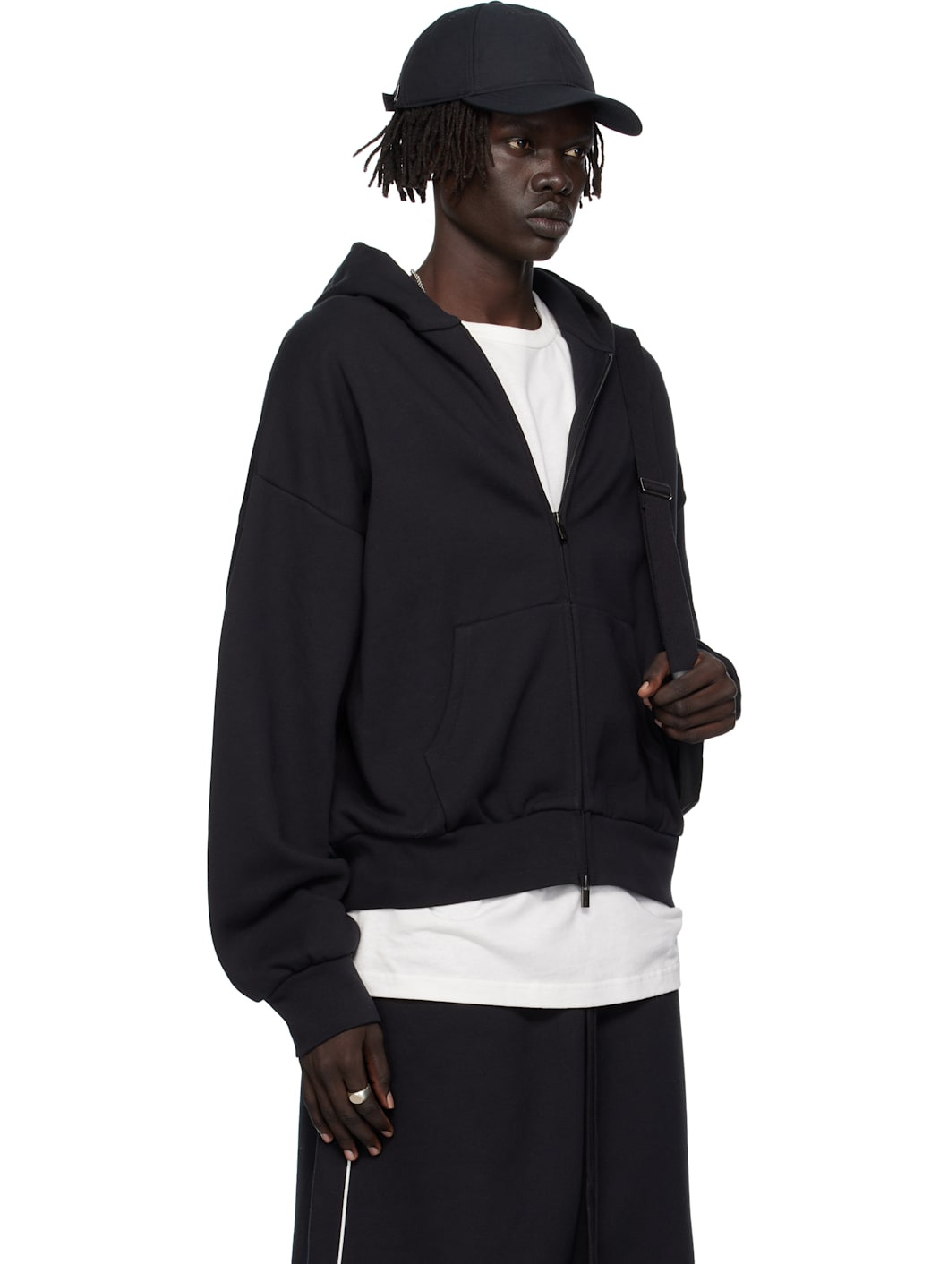 Black Classic Fit Fleece Zip-Up Hoodie - 2
