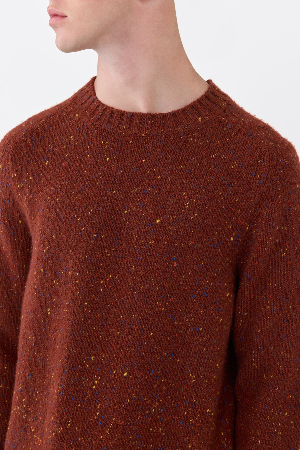 Daniel Knit Sweater in Burnt Sienna Cashmere - 6