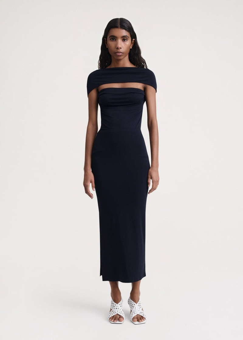 Totême Side-slit jersey skirt dark navy outlook