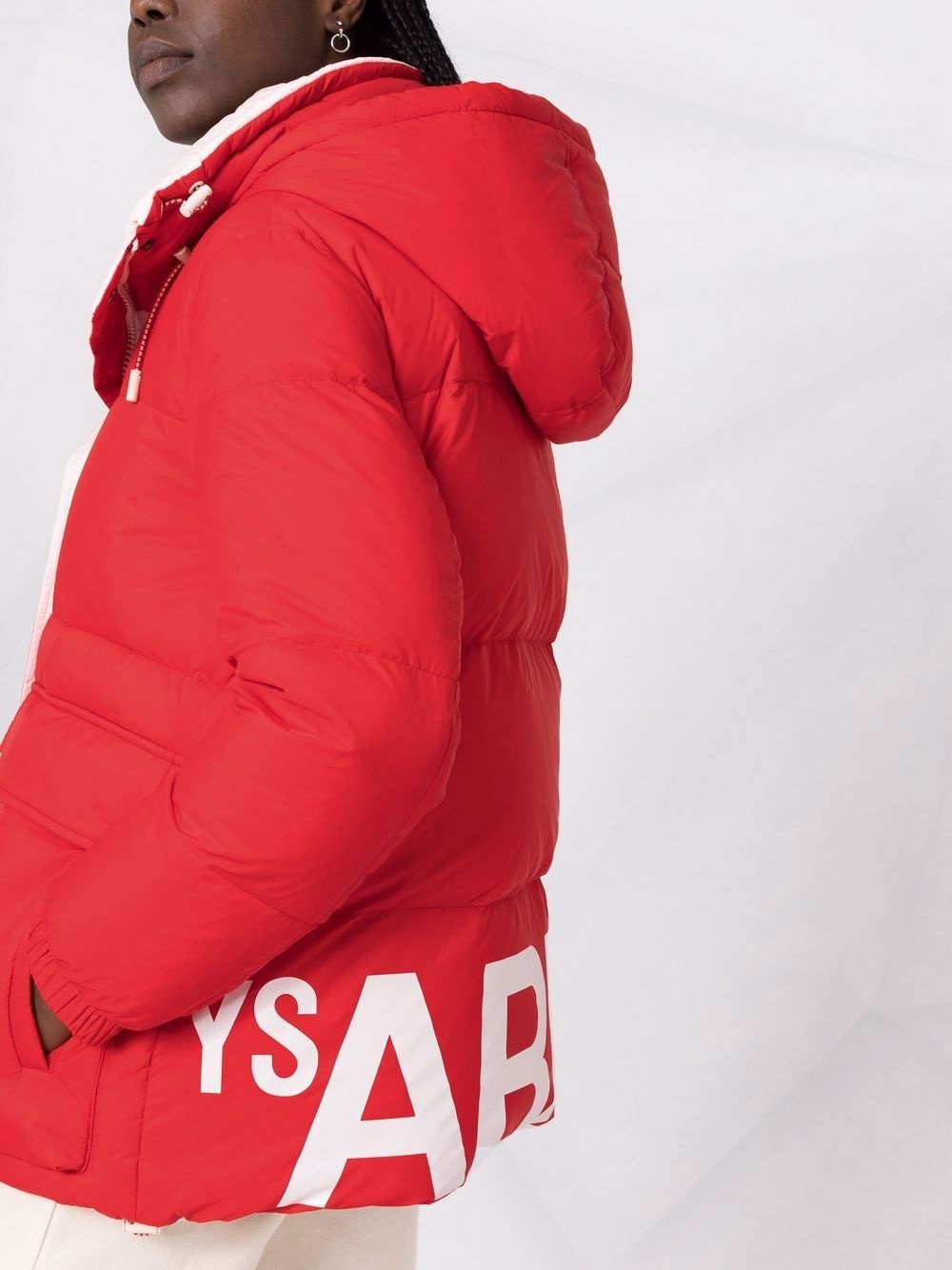 logo-print padded coat - 3