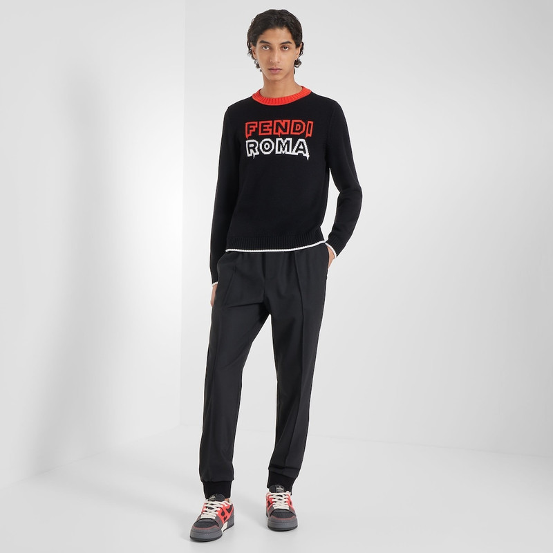 FENDI Regular-fit sweater with crew neck and long sleeves. Ribbed edges. Made in a black knit. Fendi Roma  outlook