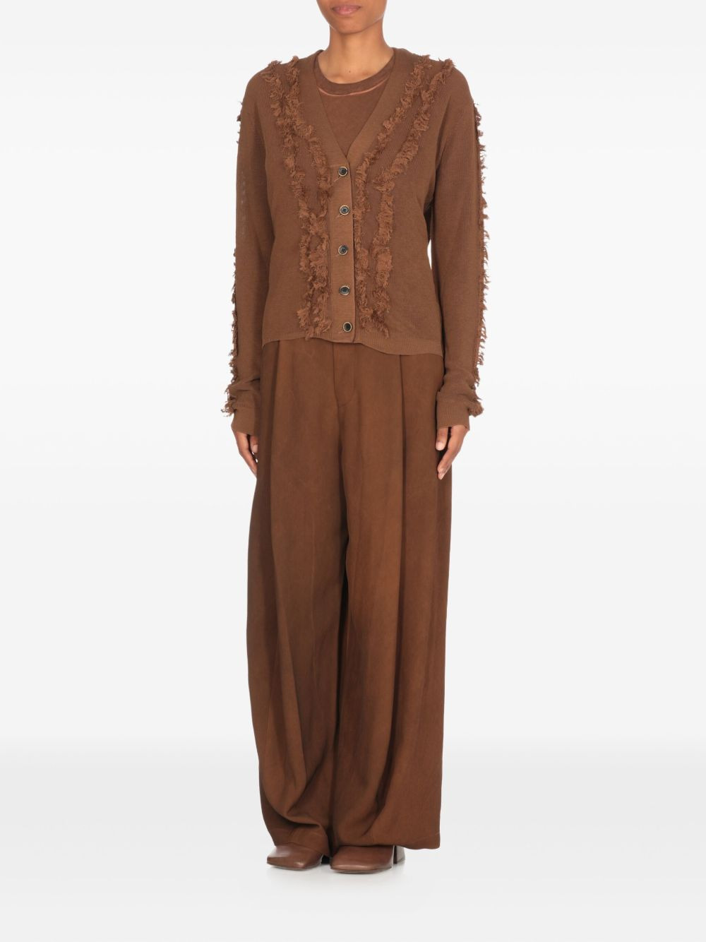 fringed buttoned cardigan - 2