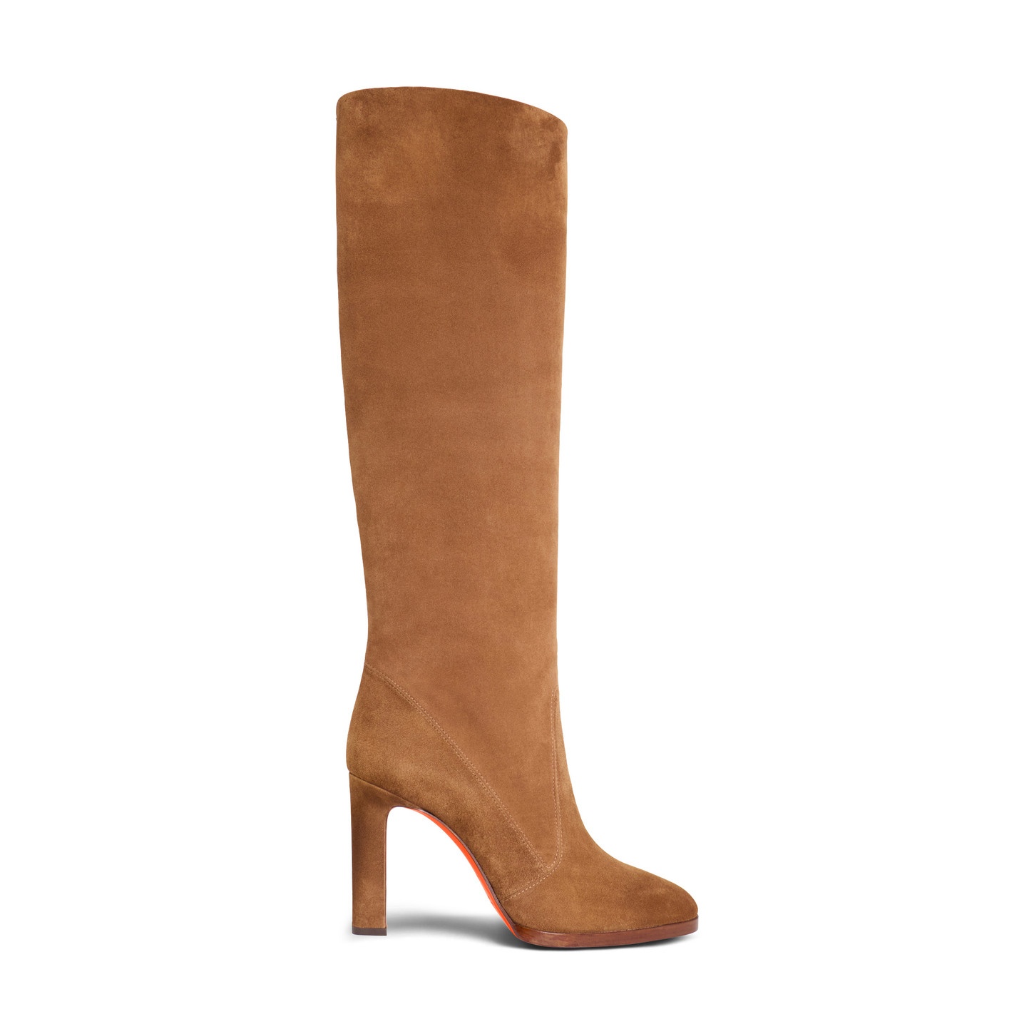 Women's light brown suede high-heel boot - 1