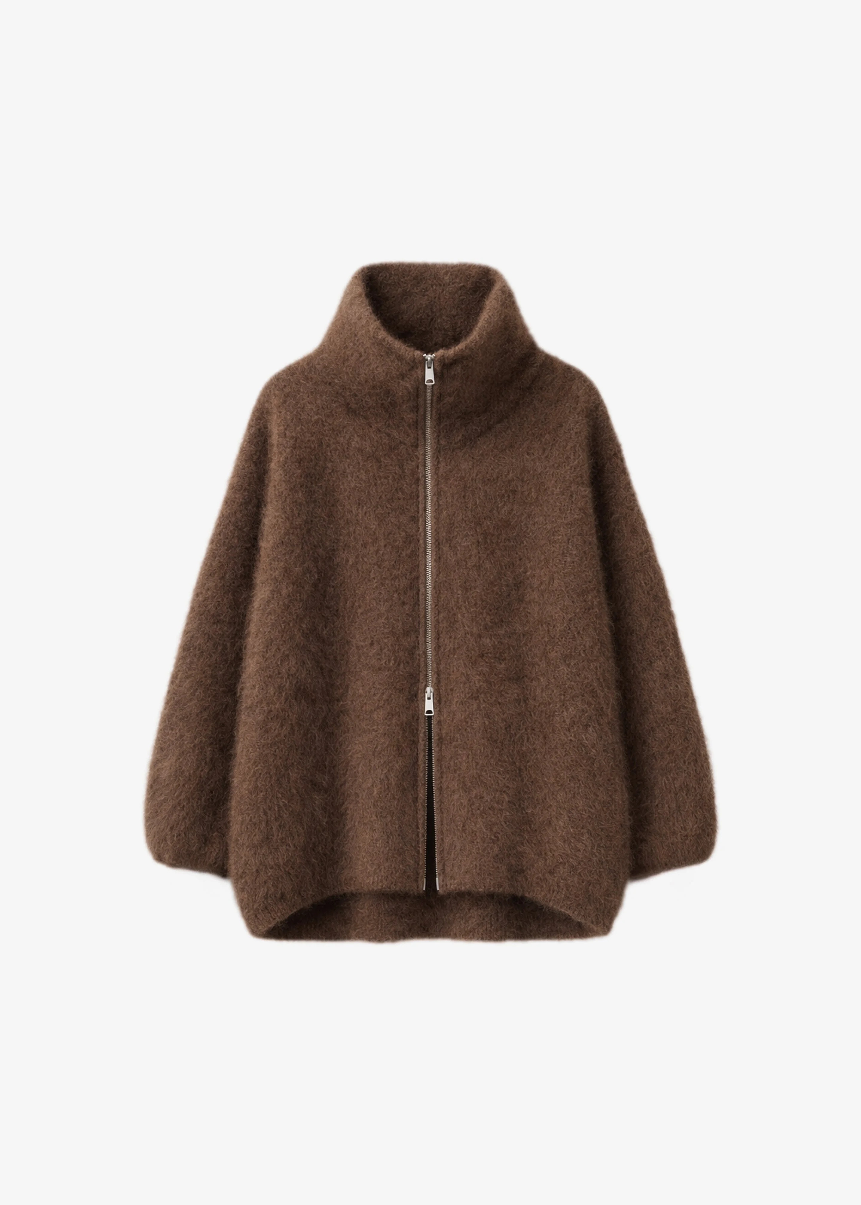 Lupa Fuzzy Zip-Up Cardigan - Brown - 1