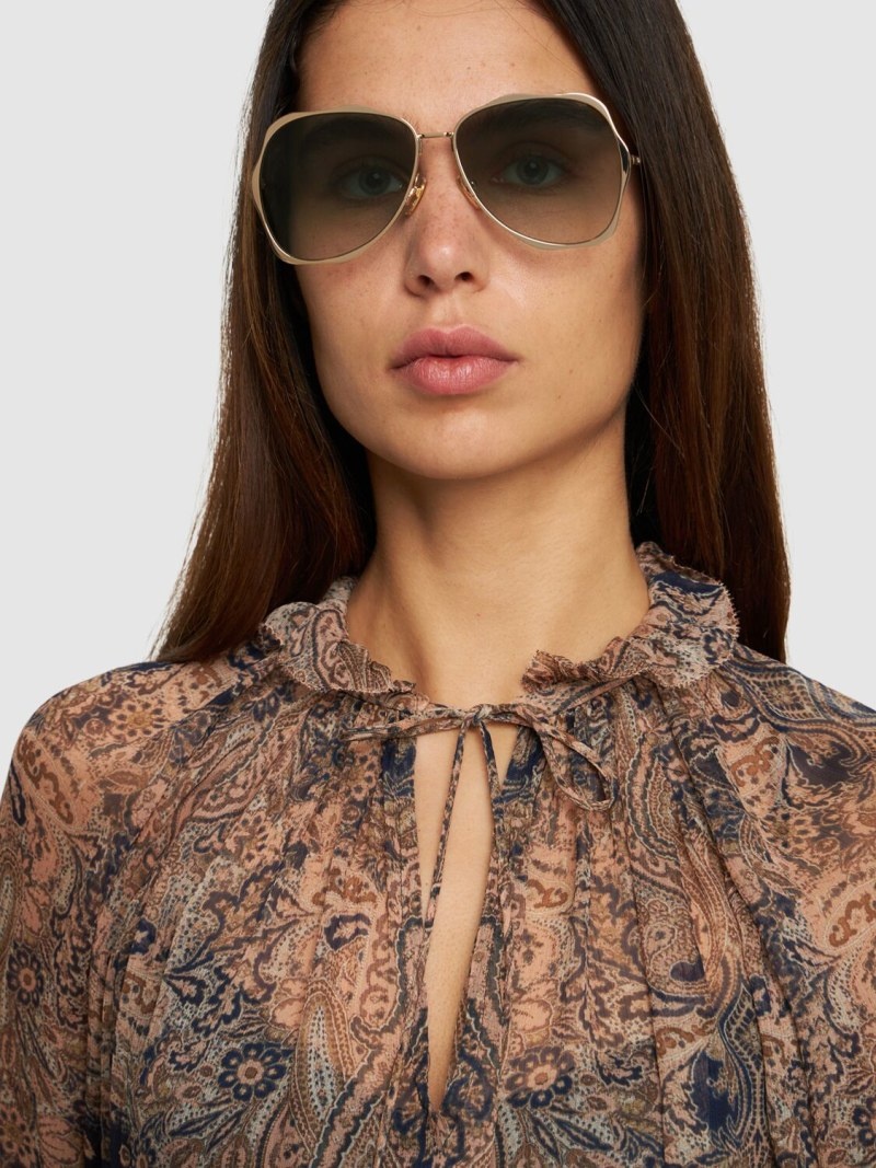 Oval oversize metal sunglasses - 2