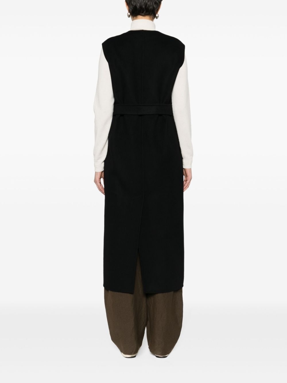 double-breasted sleeveless coat - 4