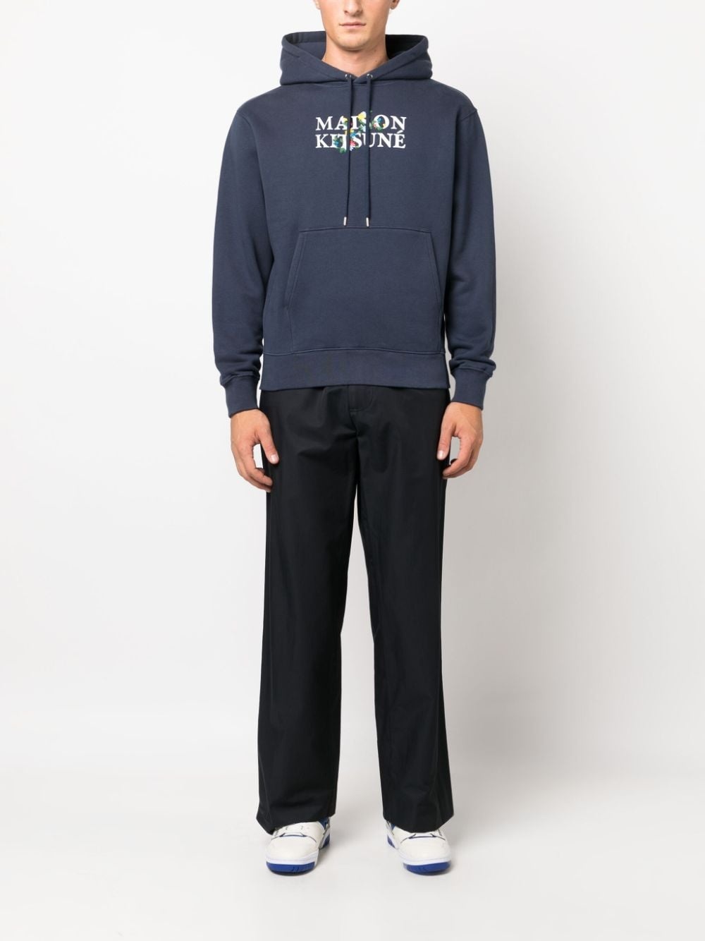 logo-print cotton hoodie - 2