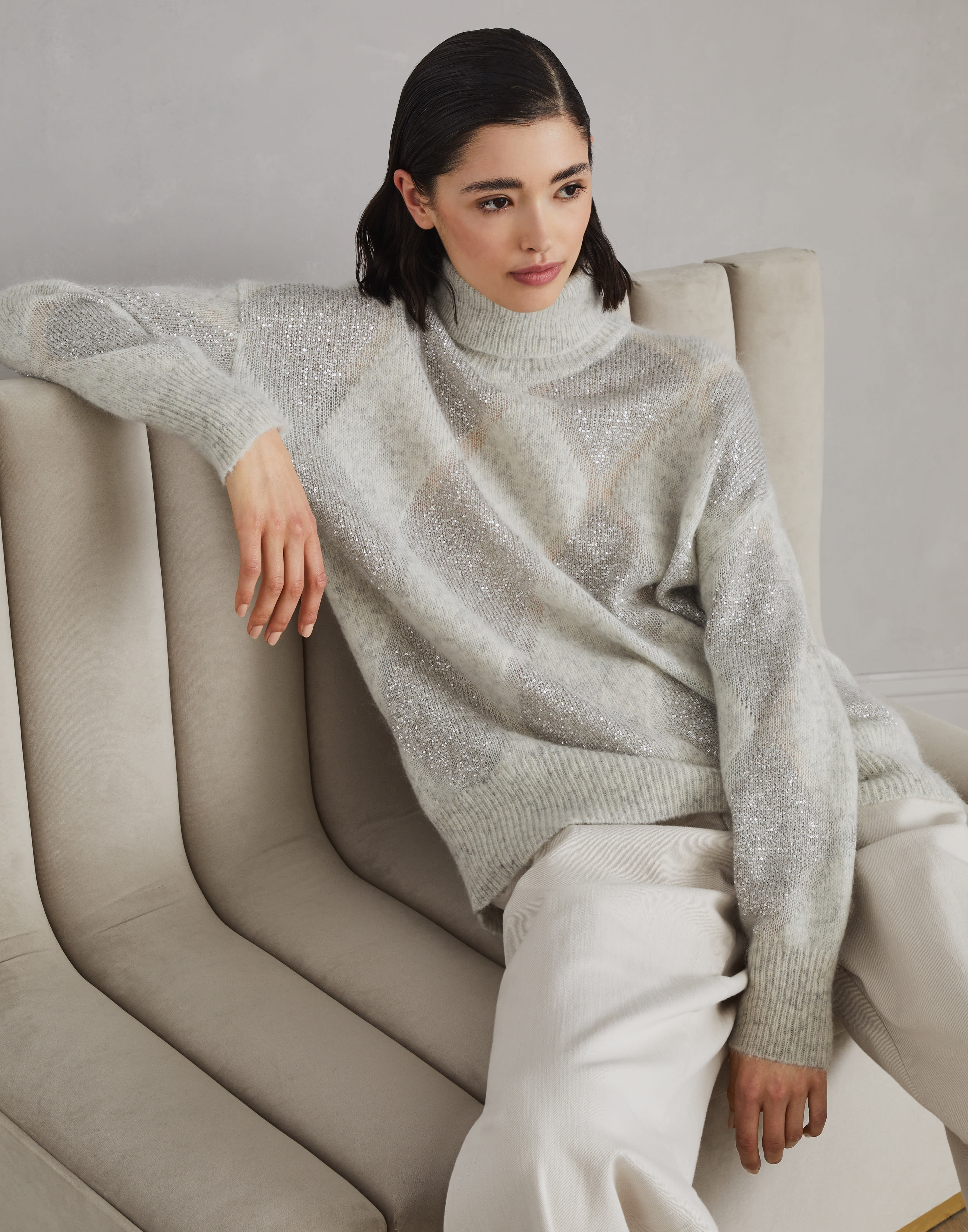 Wool and mohair dazzling argyle turtleneck sweater - 4