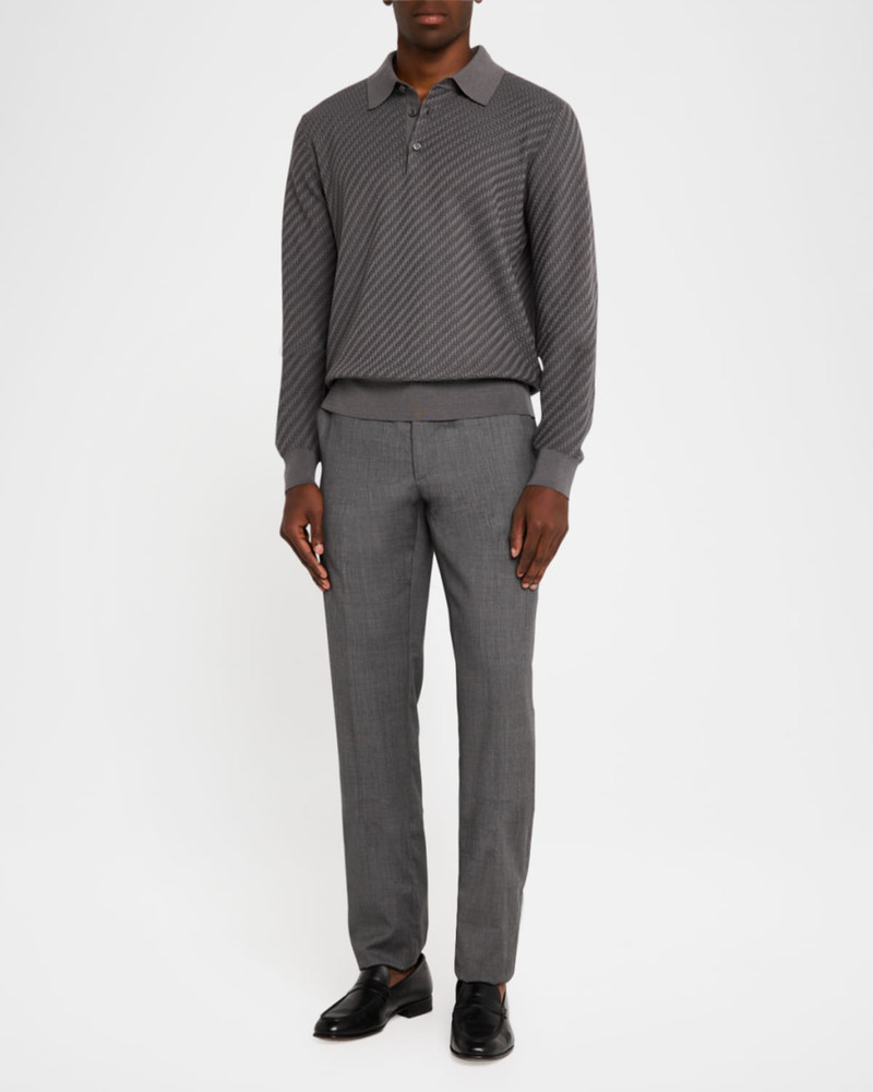 Brioni Men's Basketweave Polo Sweater outlook