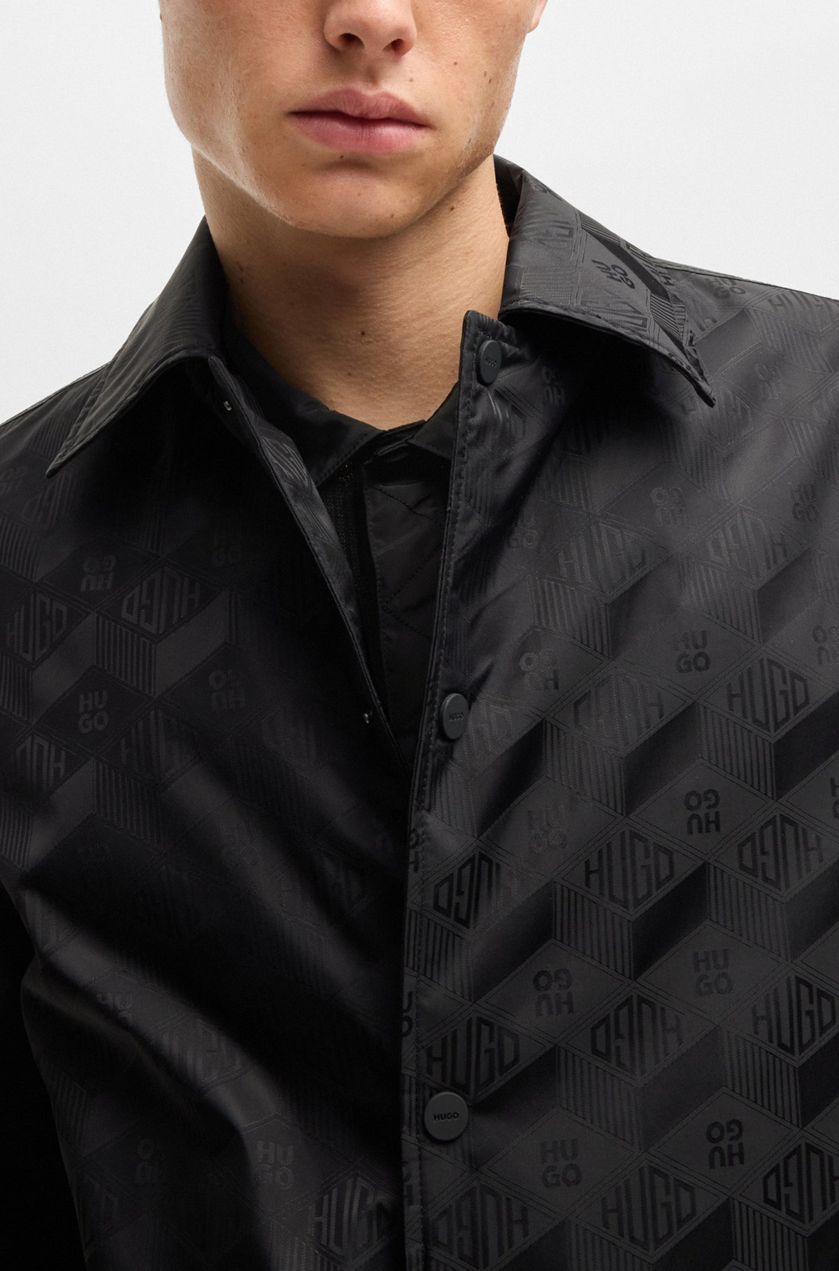 RELAXED-FIT BOMBER JACKET WITH GEOMETRIC-LOGO JACQUARD - 5