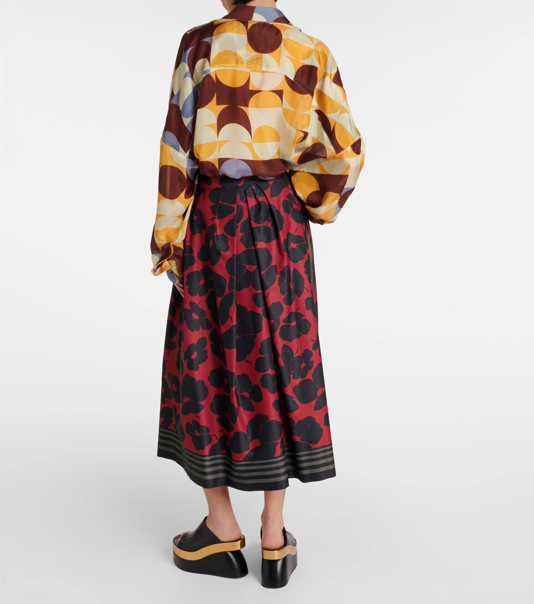 Printed satin midi skirt - 3