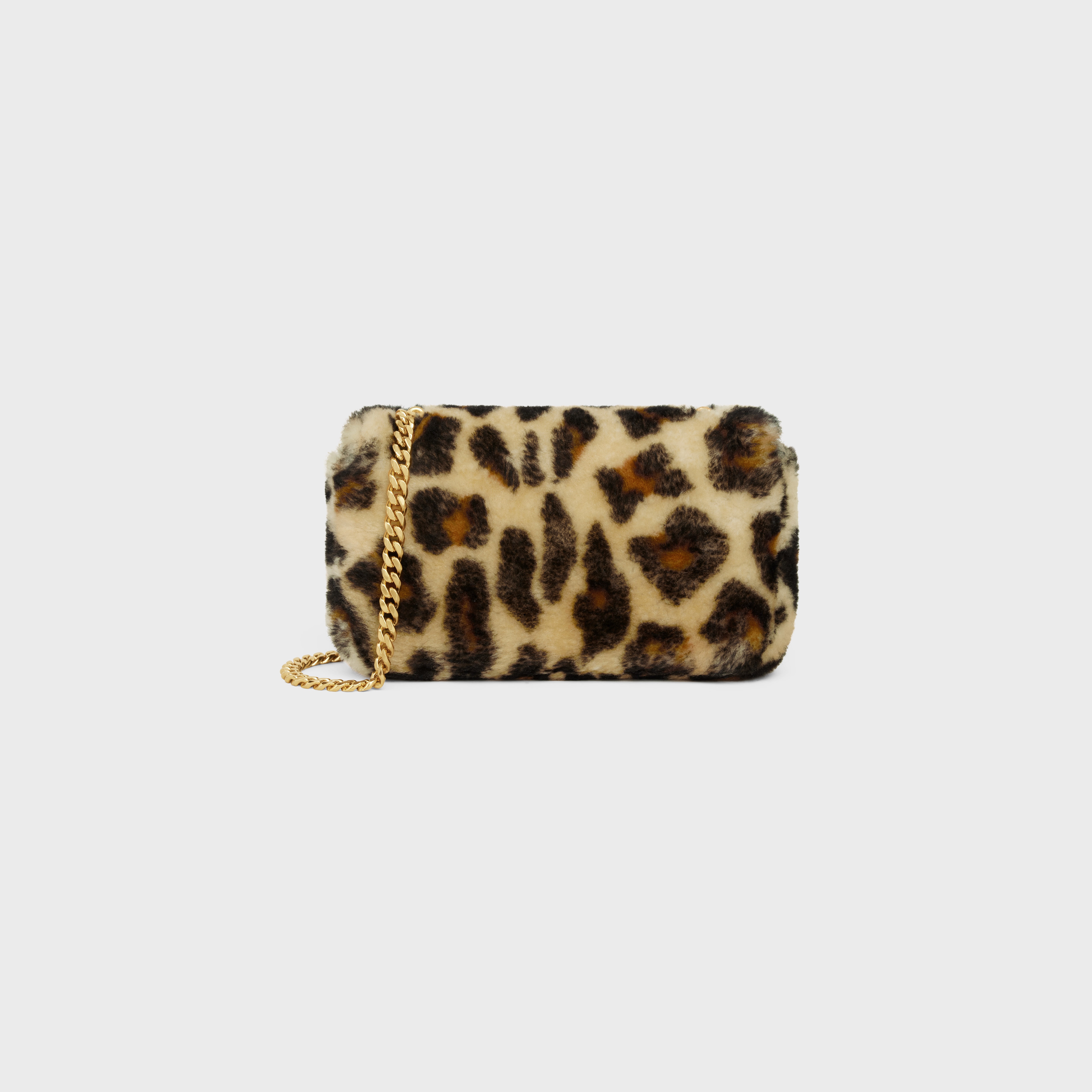 CHAIN SHOULDER BAG CLAUDE in SHEARLING WITH LEOPARD PRINT - 3