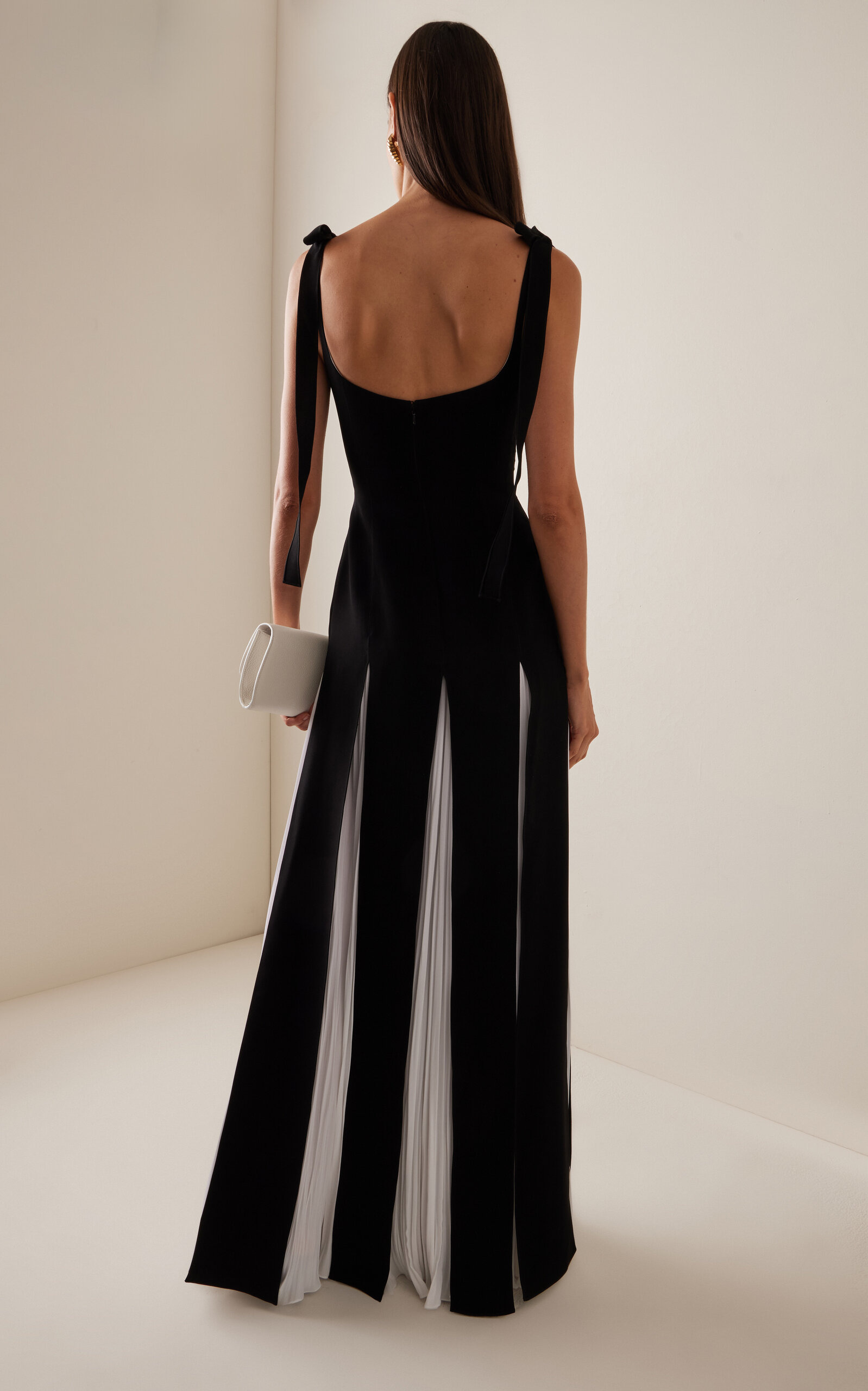 Slit-Detailed Silk Crepe-Chiffon Gown black - 4