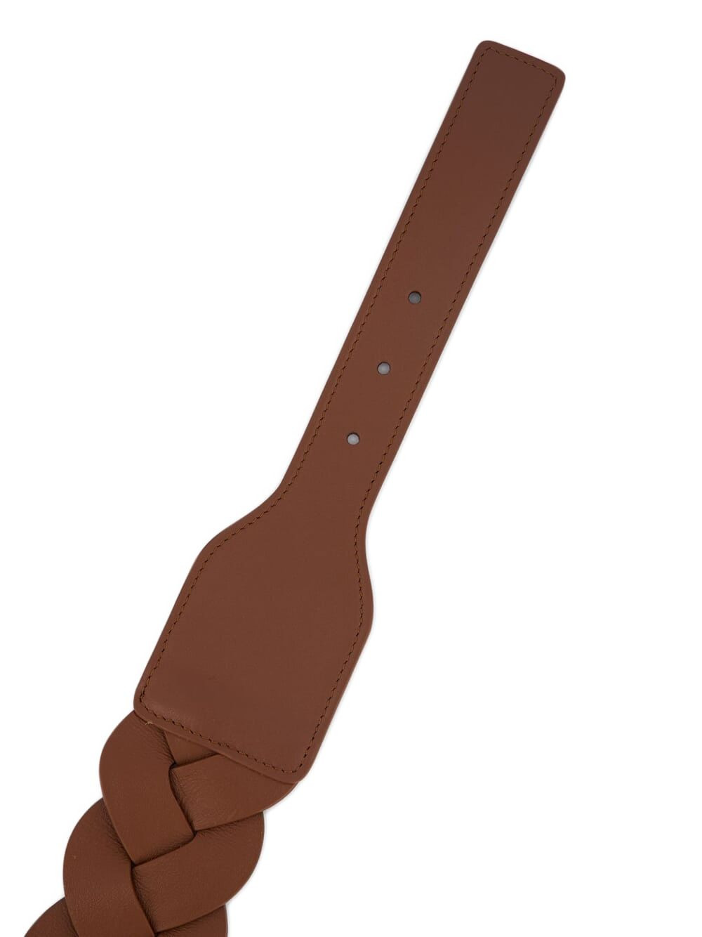 braided leather square-buckle belt - 3