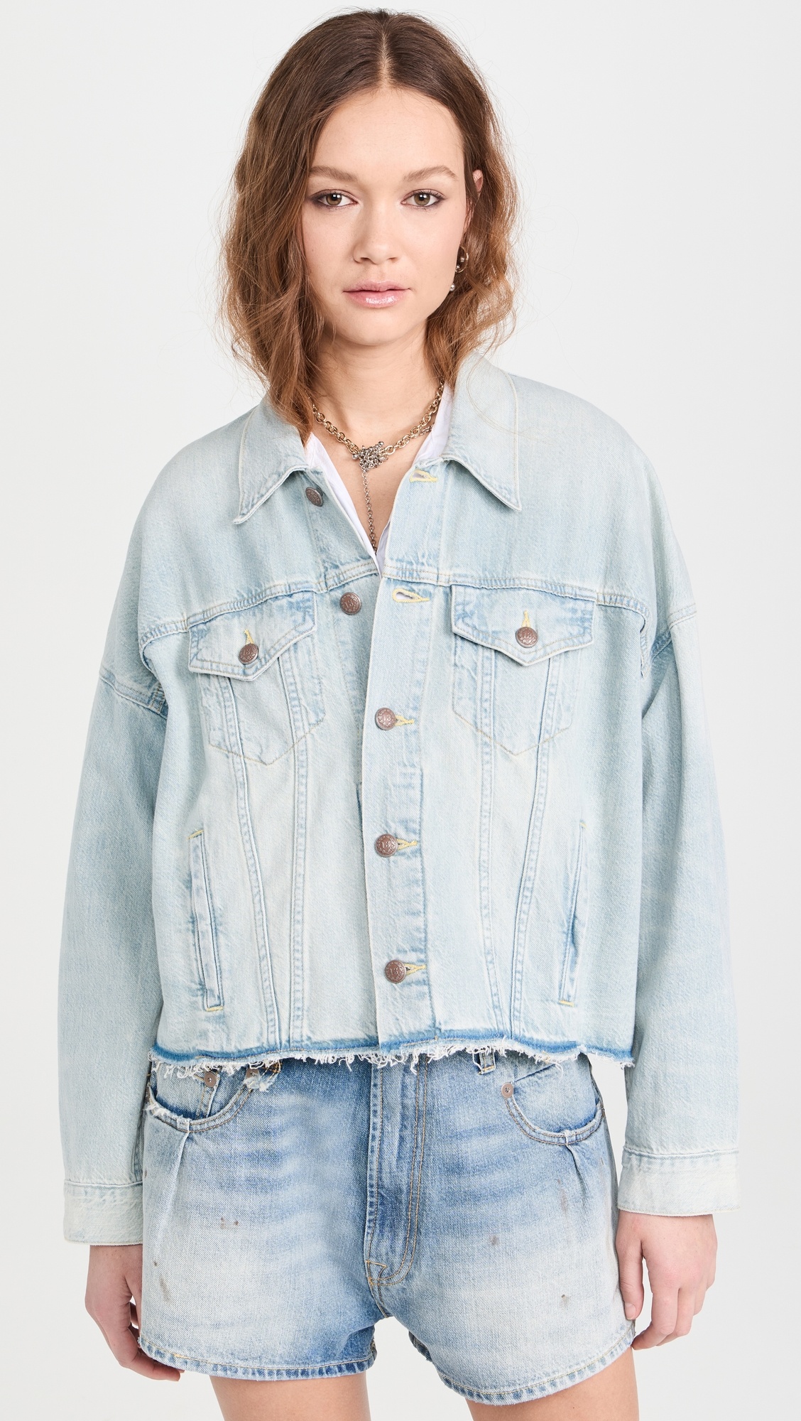 Oversized Cut-Off Trucker Jacket - 1