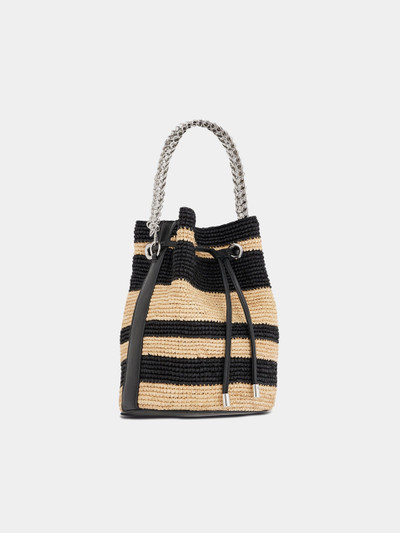 Paco Rabanne STRIPPED RAFFIA BUCKET BAG WITH 1969 DISCS DETAILS outlook