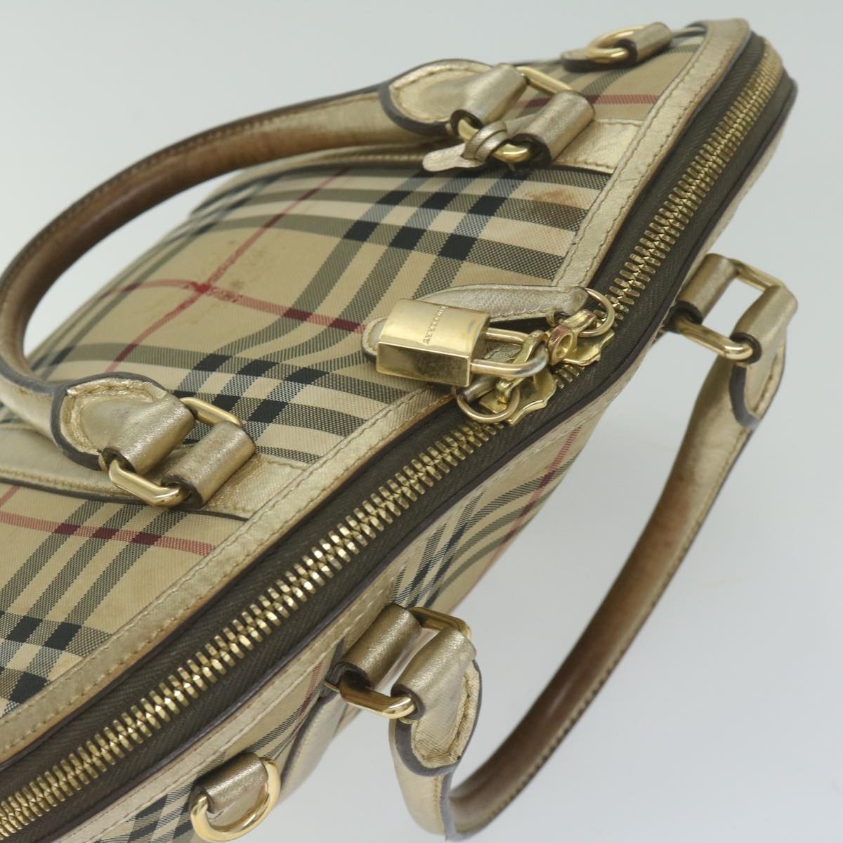 Burberry Nova Check Hand Bag Nylon Canvas Beige - 6